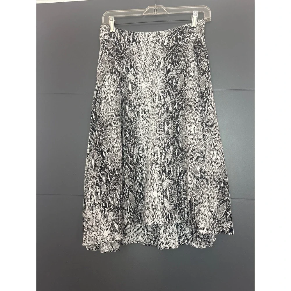 Saks Fifth Avenue Midi‎ Skirt Snakeskin Print Ruffle Hem